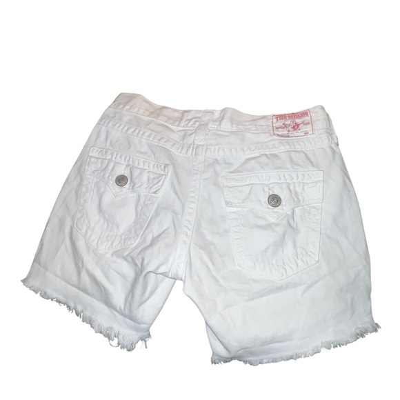 True Religion White Frayed Jean Shorts - Picture 2 of 5